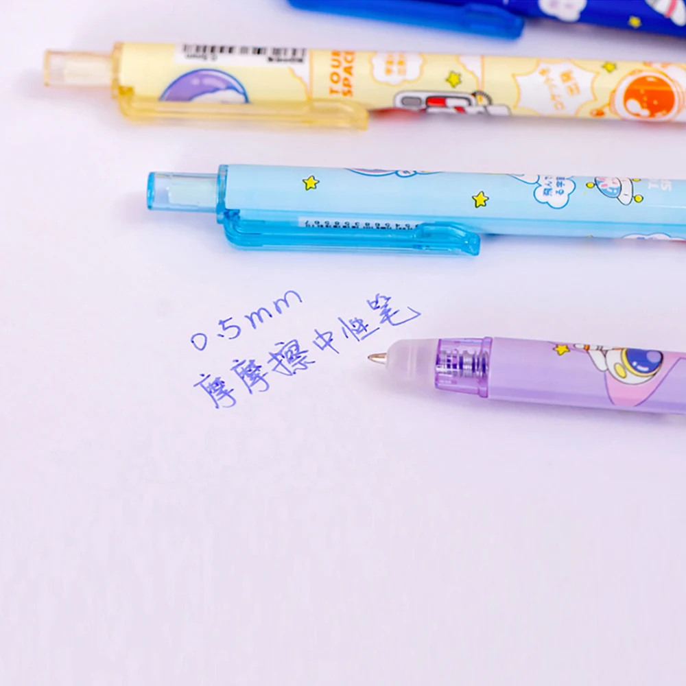 6Pcs/Set Cartoon 0.5mm Blue Press Erasable Gel Pen Magical Friction Easy-to-erase Pen Creative School Student Writing Stationery