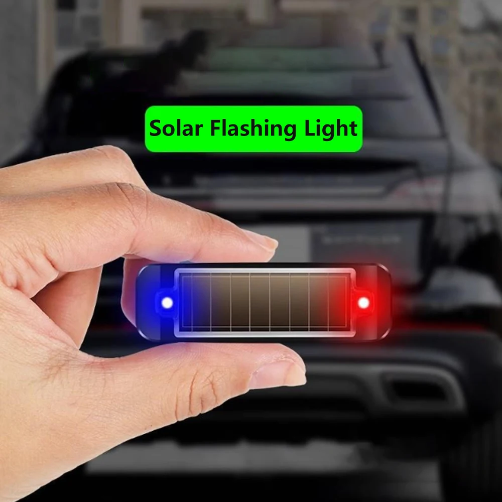 LED Solar Warning Light Motorcycle Bicycle Rear Red and Blue Flashing Light Anti Rear End Collision No Wiring Flashing Light