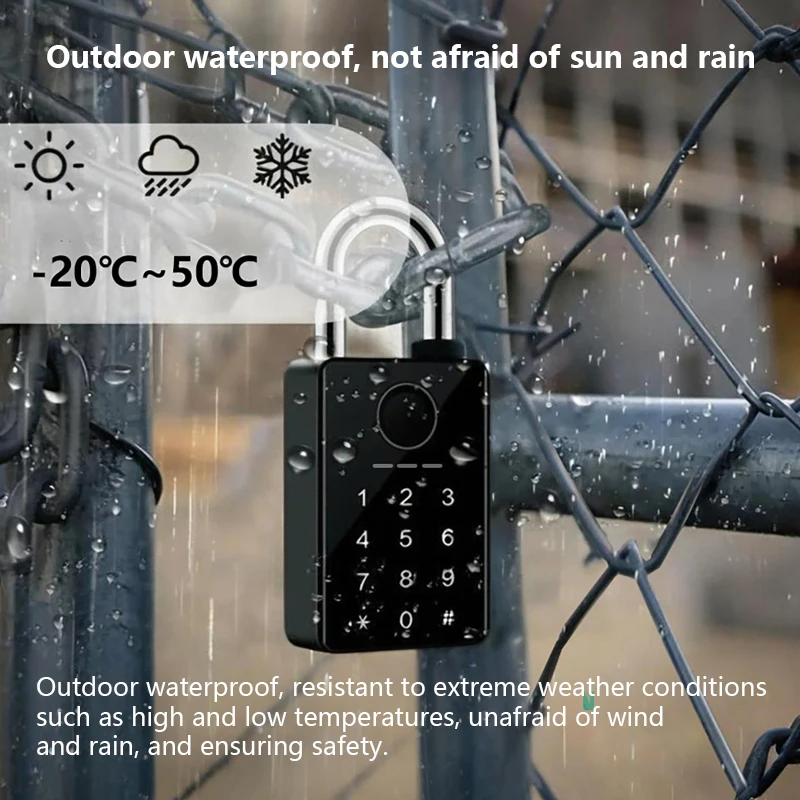 Bluetooth Waterproof Smart Padlock Fingerprint and Combination Lock Electronic Lock for Doors Windows Lockers and Luggage