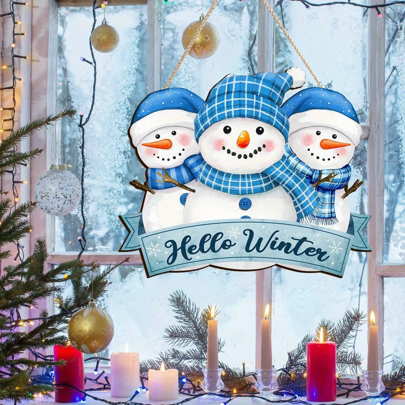 2/1 Piece Set Large Size Thickened 2D Flat Wooden Snowman 