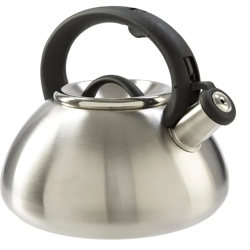 

Whistle Stovetop Tea Kettle Food Grade Wide Mouth, Fast Boil, Cool Touch Handle, 2.5 Quart, Brushed Stainless Steel