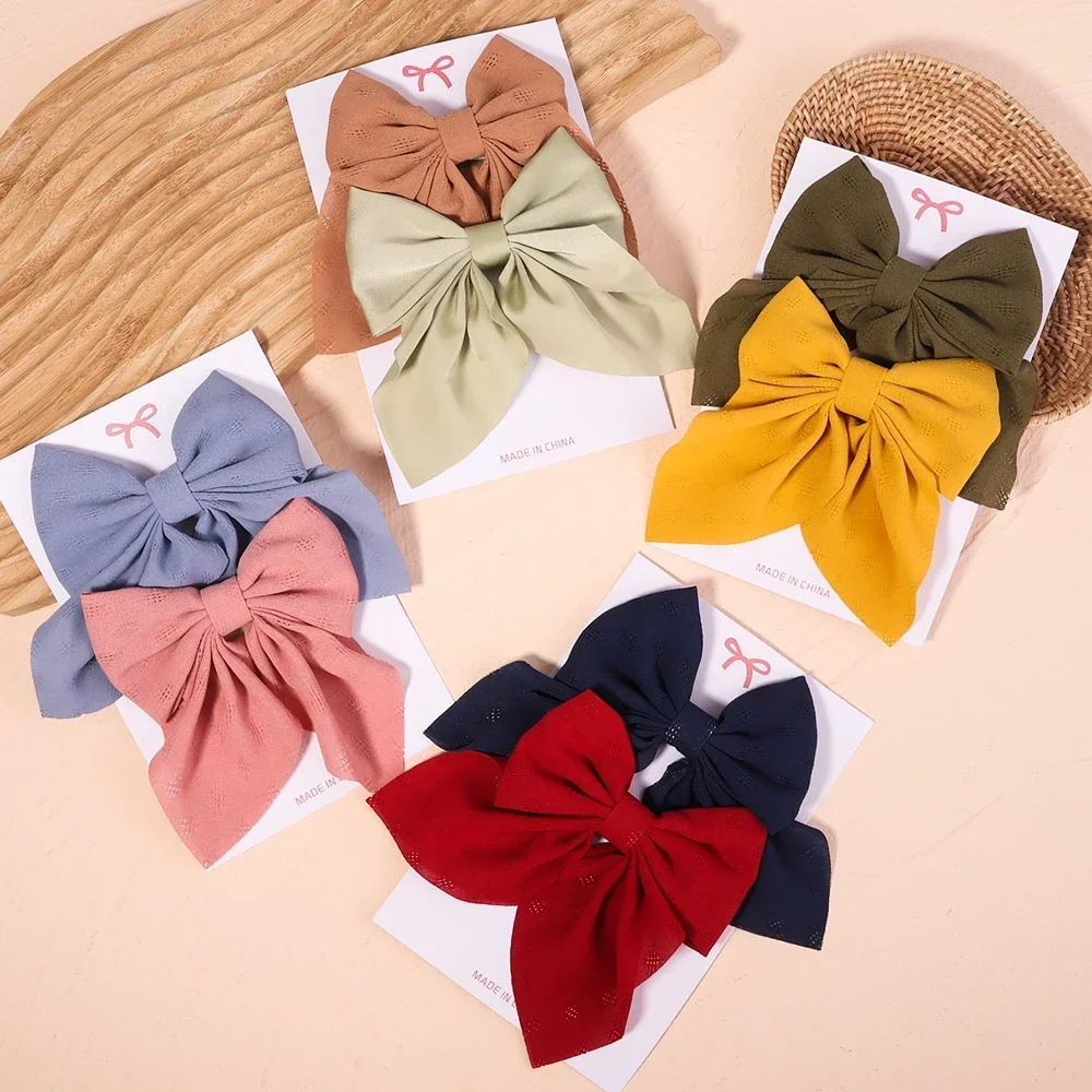 2 sztuk/zestaw słodkie stałe Bowknot spinki do włosów dla kobiet dziewczynki wstążki kokardy spinki do włosów ręcznie robione Barrettes nakrycia głowy akcesoria do włosów prezenty