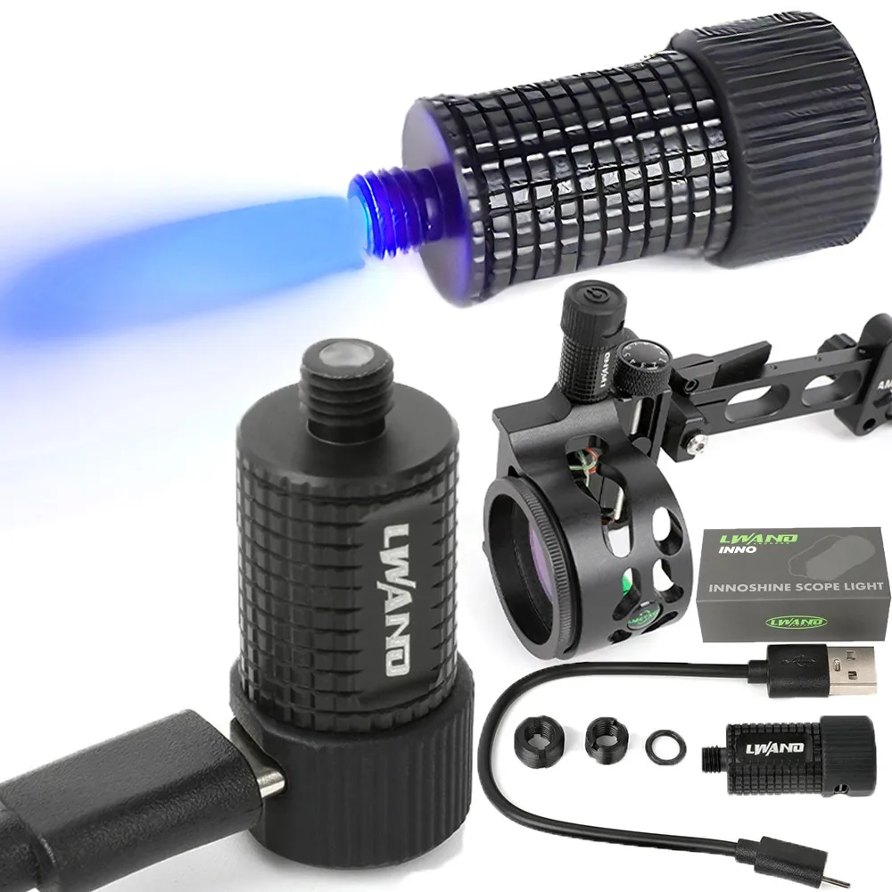 Archery Bow Sight Light Rechargeable Universal Adjust LED 3 Levels Compound Bow Sight Hunting Accessories