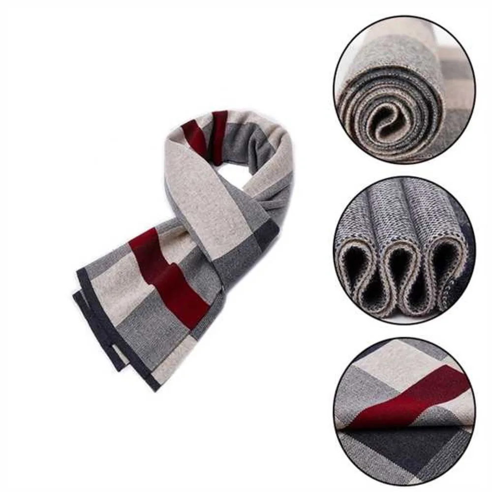 

42Colors Luxury Men's Flannelette Plaid Scarf Warm Thick Plaid Cashmere Winter Scarves Winter Casual Warm Wool Shawl For Men