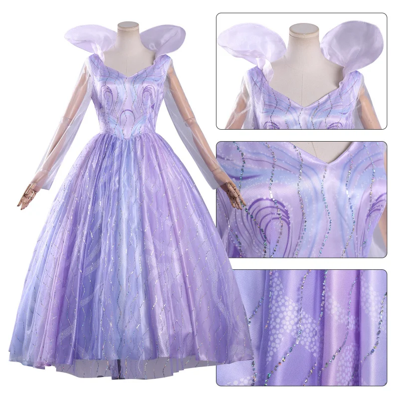

MovieWicked Glinda Cosplay Costume Witch Women Colorful Purple Princess Dress Wedding Uniform Masquerade Carnival Clothes Outfit