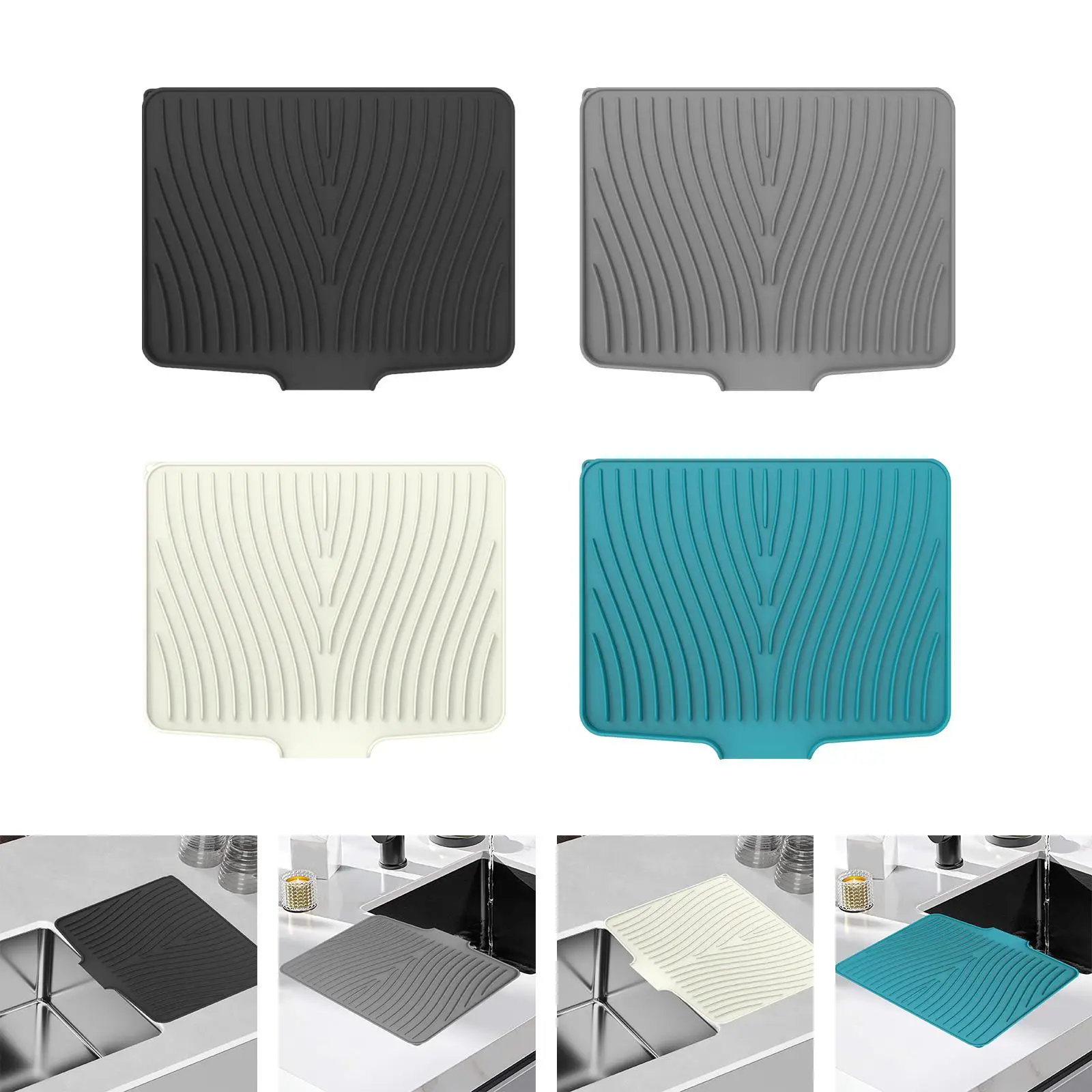 Kitchen Sink Mat Dish Drying Mat Drainage Mat Heat Resistant Easy to Sink Protector Mat for Glassware Kitchen Counter