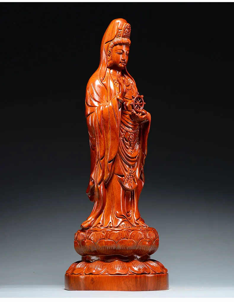 50CM Large GOOD HOME Spiritual efficacious Mascot # Standing Guanyin Avalokitesvara buddha Handmade Rosewood carving statue