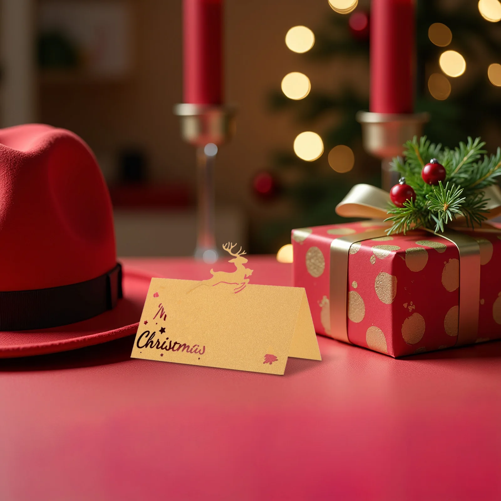 

50Pcs Reindeer Christmas Table Place Cards Blank Handwritten Seating Cards for Wedding Tea Party Dinner Holiday Celebrations