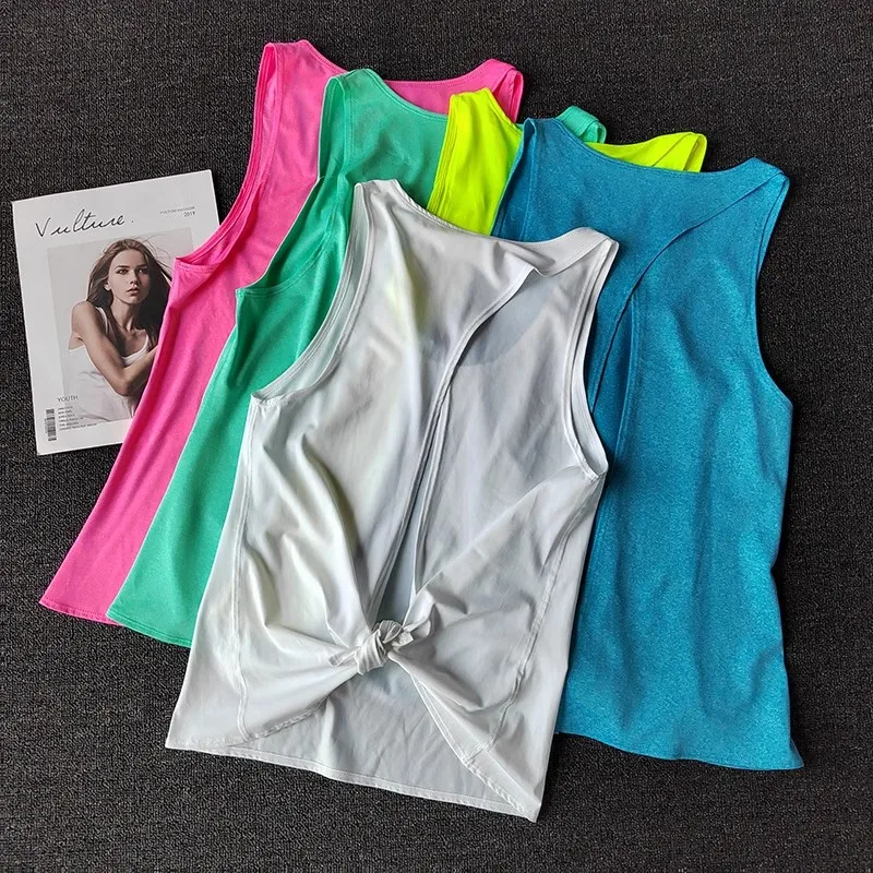 Ärmellose Sportshirts für Damen, Yoga-Oberteile, Fitness-Tops, lockere Sportshirts, Damen-T-Shirts für das Training, Tanktops. – Detail 11