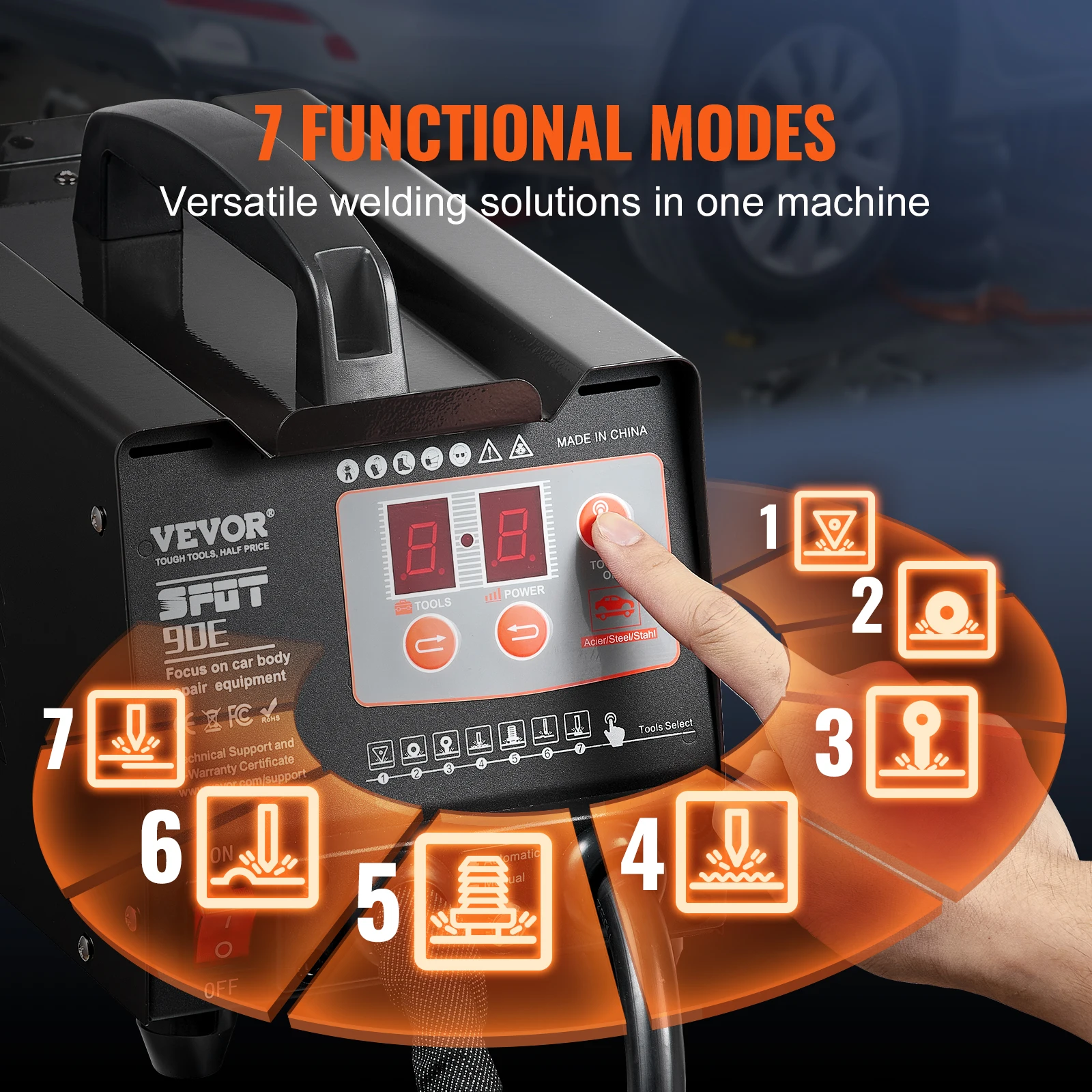 SucceBuy Stud Welder Dent Repair Kit 3KW Car Dent Puller w/ Auto/Manual Welding 7 Versatile Modes Auto Body Spot Welding Machine