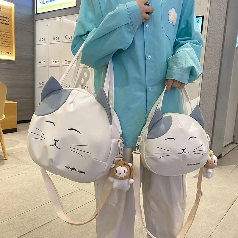 2022Canvas Prints Cat Satchel Messenger Shoulder Bag Women Reusable Grocery Shopping Bags Portable Tote Bag School Crossbody Bag