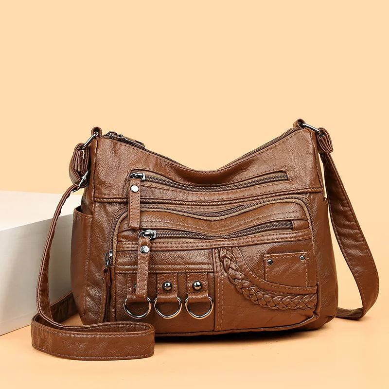 Vintage Pu Leather Luxury Purses and Handbags 2023 High Quality Women's Bag Design Multi-pocket Ladies Crossbody Shoulder Bags