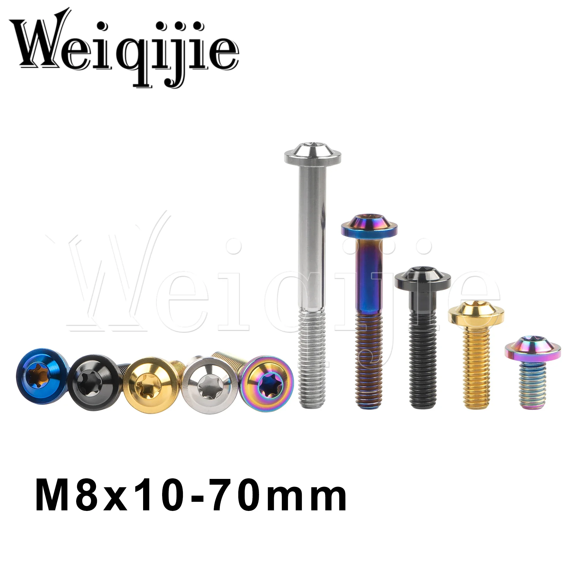 

Weiqijie 6pcs Titanium Bolts M8x10 15 20 25 30 35 40 50 60 70mm Torx T40 Torx Head Screws