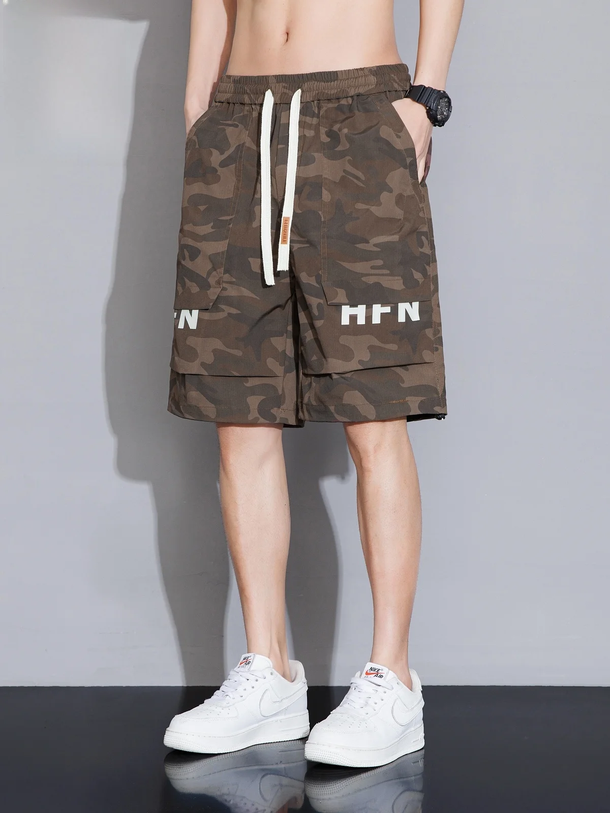 

Camouflage Workwear orts Men's Loose Fit American Spor Casual Mid-Length Pants Summer Collection Youth Faion