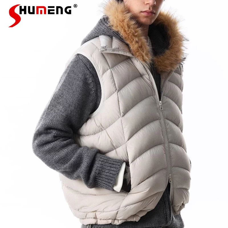 

Trendy Warm Stand Collar Down Vests Men 2025 Winter New Loose Comfort Versatile Solid Color Jackets Male Handsome Down Tank Tops