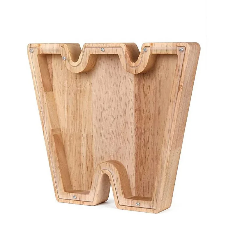 26 Letters Engels Spaarpot Houten Munt Geldbesparende Doos Jar Munten Opbergdoos Desktop Ornament Home Decor Ambachten Kerstcadeau