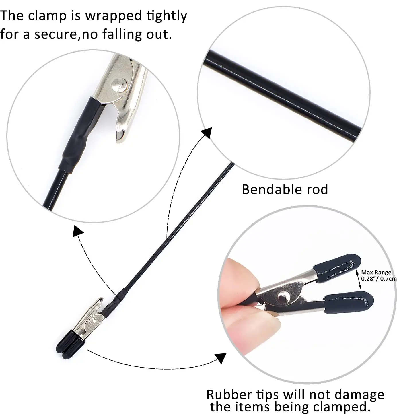 Rafford 12Pcs Bendable Model Painting Alligator Clip Sticks Rubber Tips + Metal Magnetic Base - for Airbrush, Hobby Model Parts