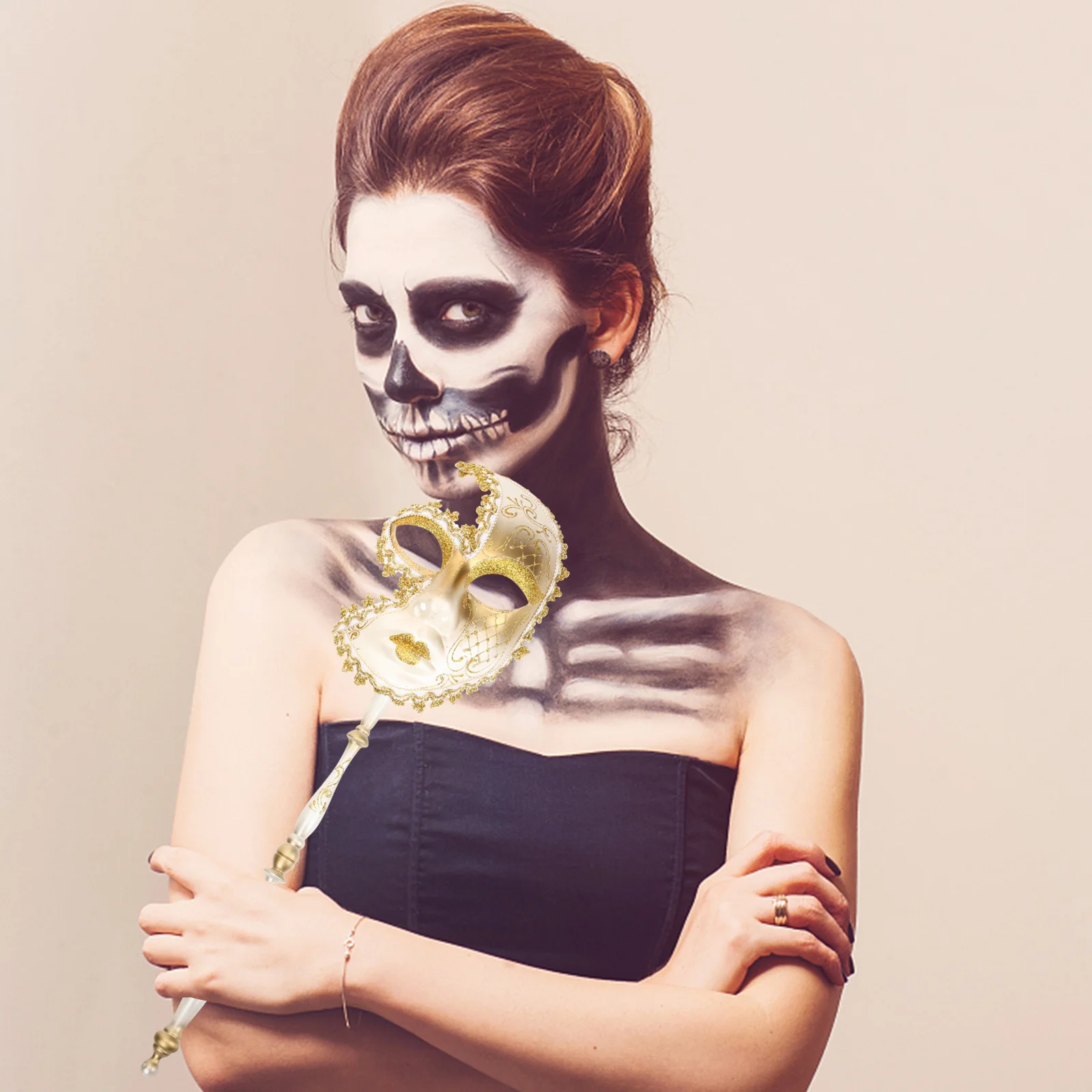 Masque de mascarade à main, masque vénitien doré pour femmes, bal de promo, carnaval, Cosplay, robe fantaisie, accessoires Mardi Gras