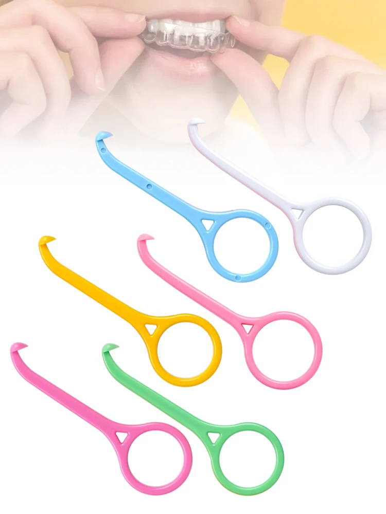 6pcs Dental Cleaning Braces, Oral Care Tools, Orthodontic Braces Hooks, Six Colors Randomly Available, Portable