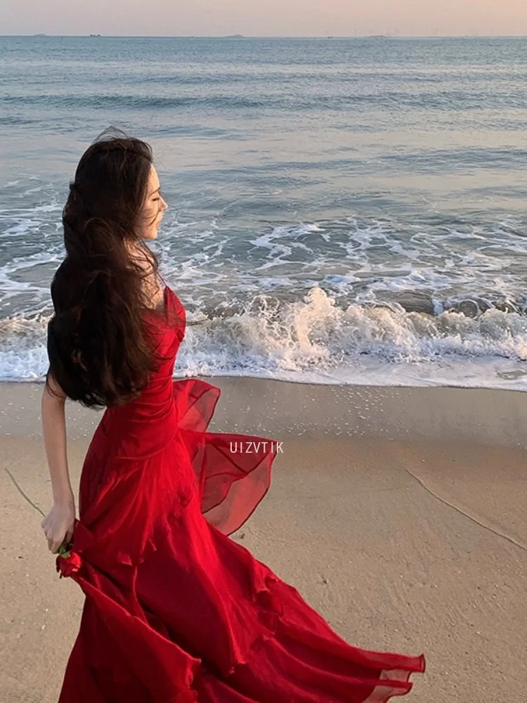 Vestidos largos elegantes con volantes para mujer, vestido Sexy de fiesta de cumpleaños con hombros descubiertos, corte en A, informal, para sesión de fotos, bata nueva para mujer