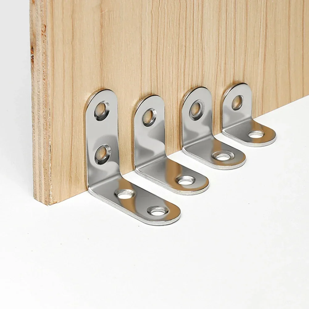 10pcs Stainless Steel Corner Brackets Right Angle L Shape Brace Bracket Furniture Hardware Cabinet Layer Board Support Holder