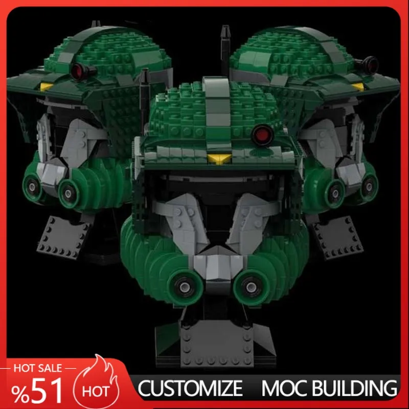 991Parts Green Trooper Combat Helmet MOC Model Custom Building Blocks DIY Assembly Toy Birthday Gift For Boys Collection Display