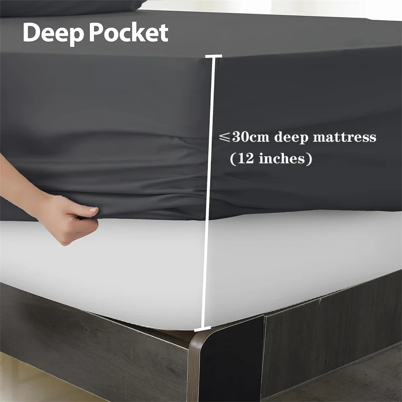 Egyptian Cotton Fitted Sheet with Elastic Bands 100% Cotton Adjustable Non Slip Mattress Covers for Single Double King Queen Bed
