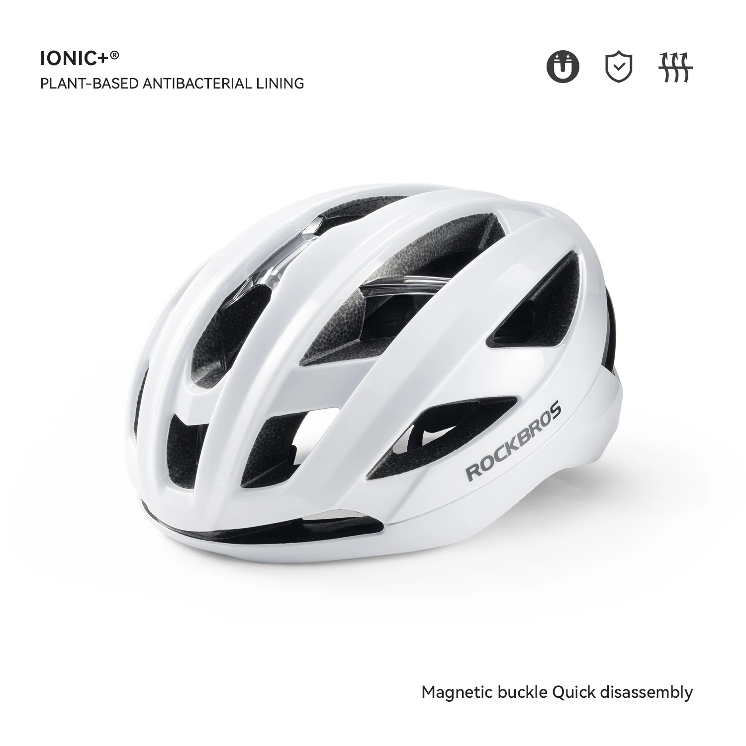ROCKBROS Fiets helm lichtgewicht ademend antibacterieel geïntegreerd vormgegeven helm met verstelbare magnetische gespsluiting