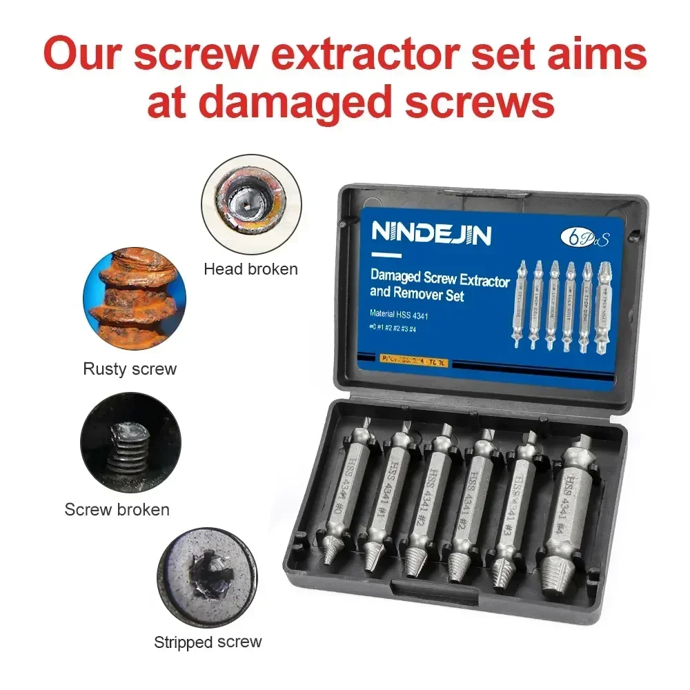 Remover Bolt Extractor Screw Out Set Extractor Stud Speed Broken Tool Bit Bolt Drill Damaged 4/5/6pcs Extractor Drill