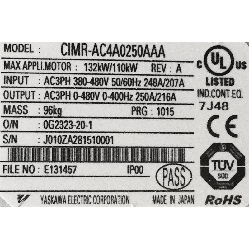 CIMR-AC4A0250AAA Yaskawa A1000 Inverter Drive In Stock Global Fast Shipping 1 Year Warranty