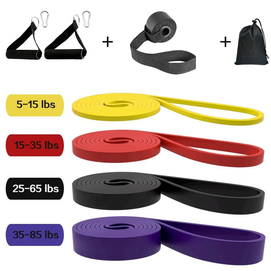 7 Packs Pull Up Assist Bands Set Resistance Loop Bands Powerlifting Workout Exercise Stretch Bands with Door Anchor Foam