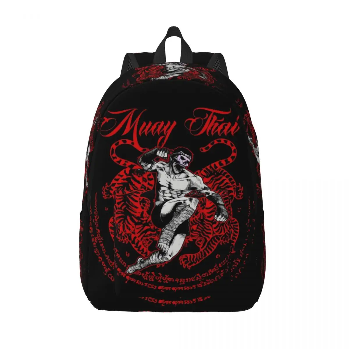 Custom Sak Yant Muay Thai Canvas Backpacks for Women Men Water Resistant School College Mongkhon Pra Jiad Bag Printing Bookbags