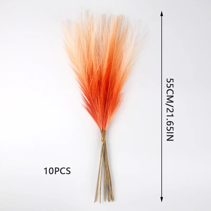 55CM 10PCS Fluffy Pampas Grass Boho Decor Flower Fake Plant Reed Simulated Wedding Party Home Decoration Artificial Flowers