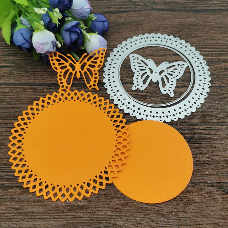 Okrągłe tło motyla metalowe matryce do wycinania, szablony do DIY, Scrapbooking, dekoracyjne wytłaczanie, rękodzieło, szablon do cięcia
