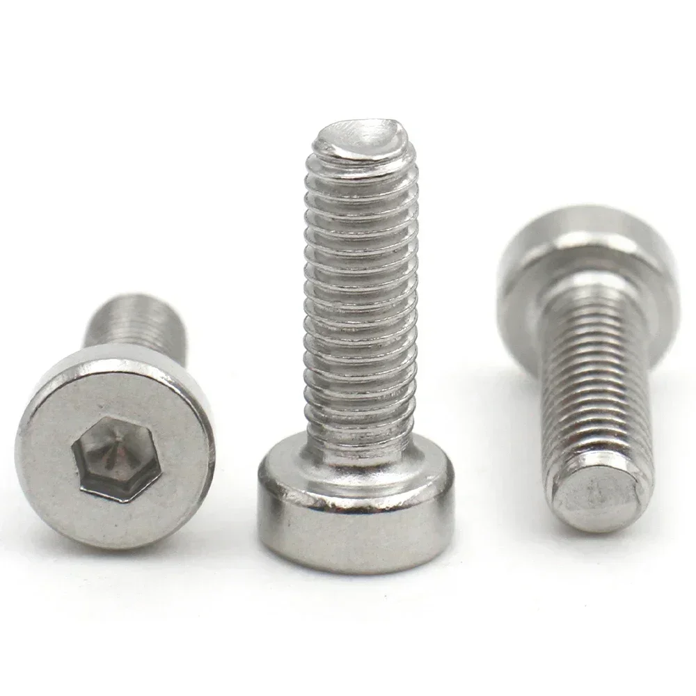 304 Stainless Steel Low Cap Head Screws DIN7984 Hex Socket Thin Short Design M2-M10 Mechanical Fixing Bolts
