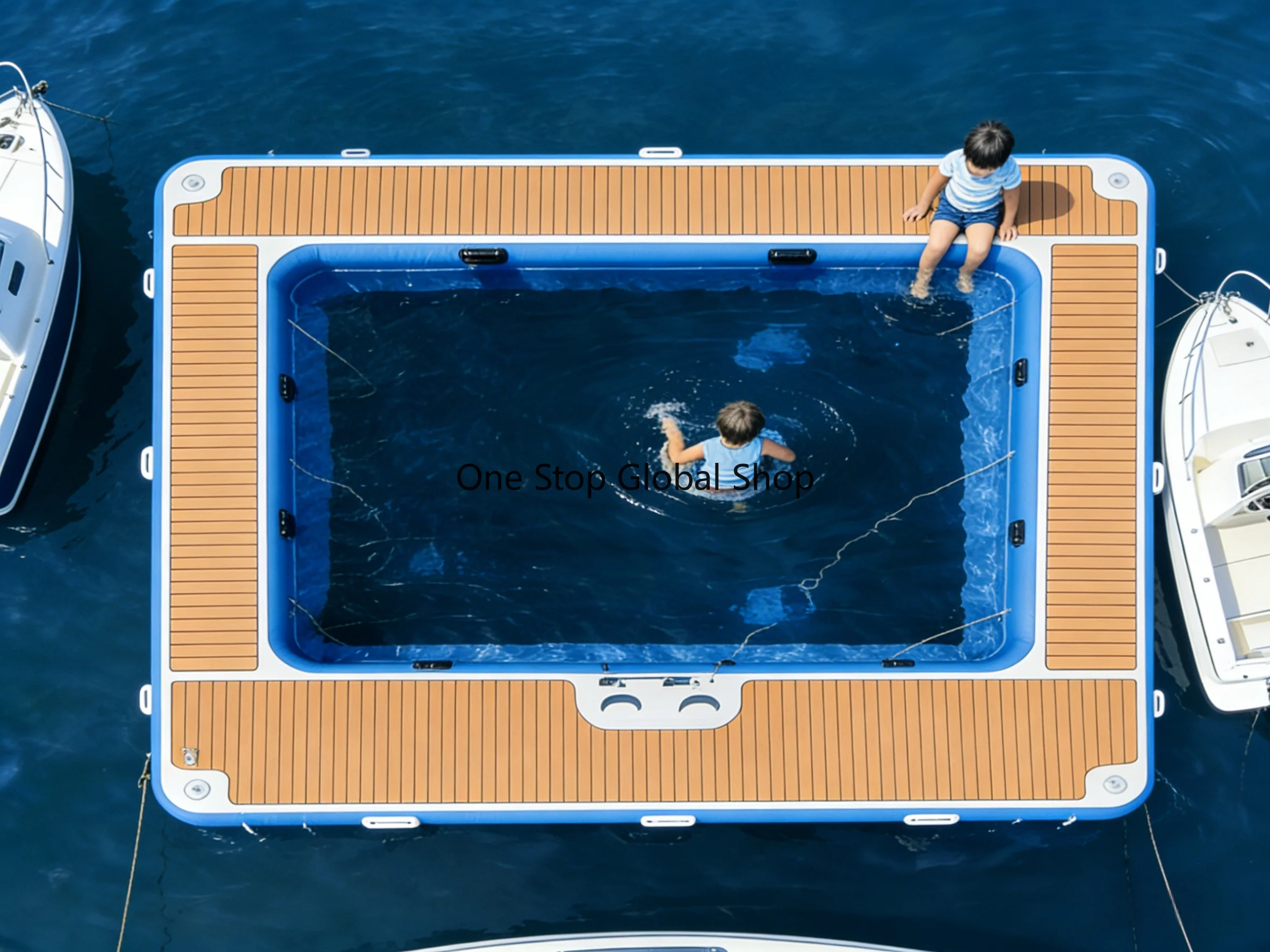 

Drop Stitch Fabric Giant Inflatable Pools Inflatable Floating Swimming Pool Inflatable Sea Pool for Yacht Boats With Net