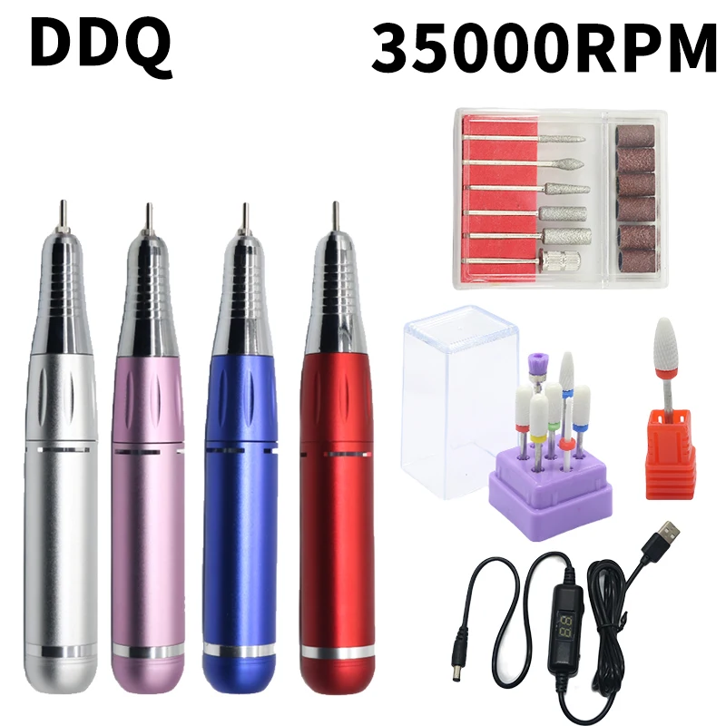 

35000Rpm Portable Electric Nail Drill Machine Professional USB Manicure Drills Electric Polisher for Acrylic Nails Polishing