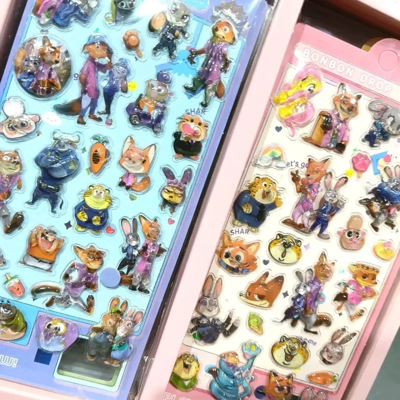 

24pcs Zootopia 3D Pop-Up Sticker Cute Judy And Nick Merchandise Crystal Sticker Animated Movie Merchandise Sticker Birthday Gift