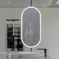 Large Customized Hanging Oval Mirror Bathroom Light Sensor Full Length Mirror Art Hairdressing Espejo Led Bathroom Fixture