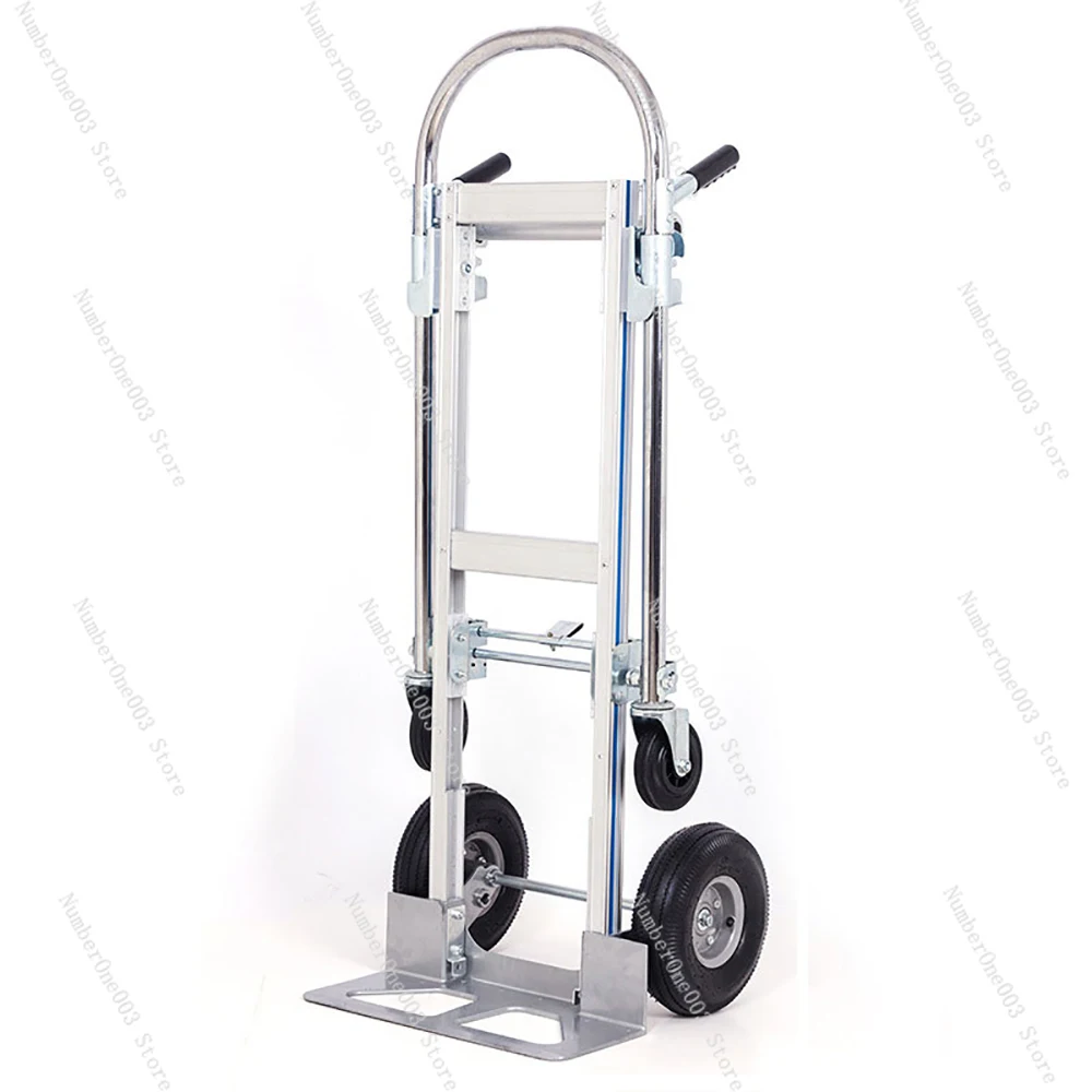 Folding Aluminum Hand Truck, 2 in 1, Hand Cart, 4 Wheels, Platform Luggage Trolley, FHT250A