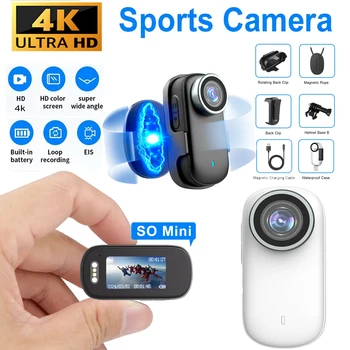 WiFi 4K Mini Thumb Came Bike Cam Motorcycle Sport Cam Portable Magnetic Chest Fixed Bodyca