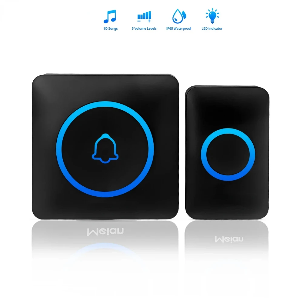 Meian 스마트 홈 초인종 무선 보안 초인종 IP65 방수 야외 도어 벨 60 노래 5 볼륨 조절 가능한 차임 키트