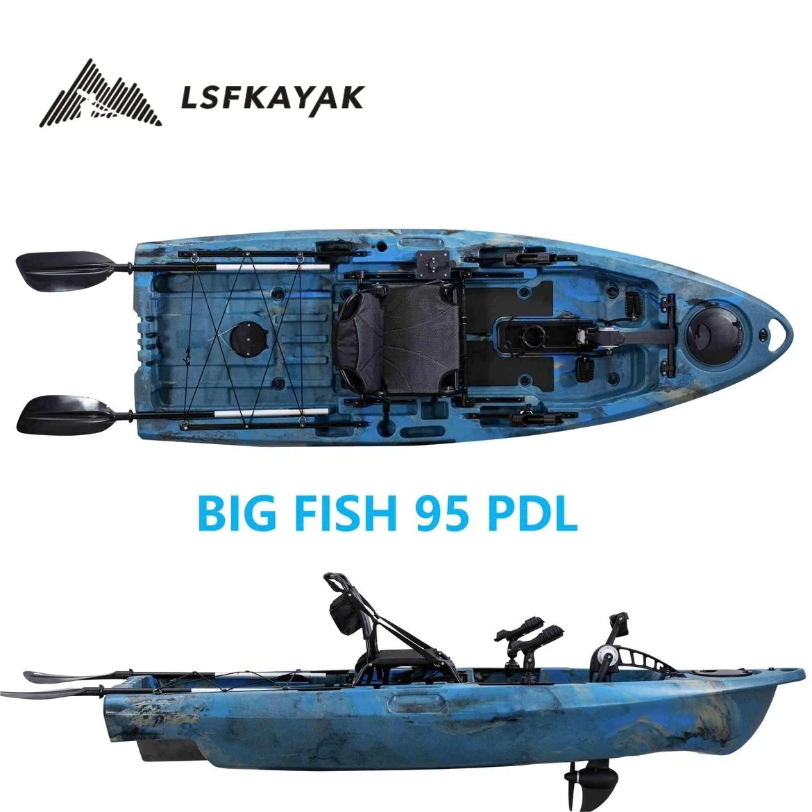 LSF-Pedal pequeño de 2,9 m de longitud para Kayak de pesca, Material Lldpe/ldpe/hdpe con accesorios, buena estabilidad