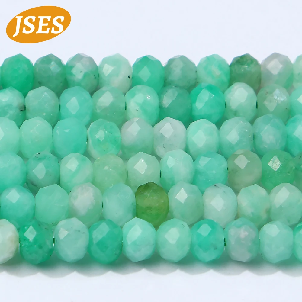 

3A Natural Emerald Faceted Rondelle Seed Beads 3*4mm Spacer Loose Stone Beads for Jewelry Making Bracelet Necklace DIY Gemstone