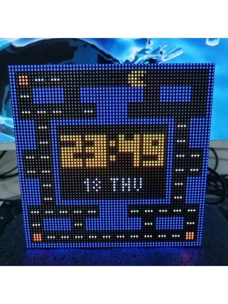 Horloge pixelisée steampunk ESP32 WiFi avec calibrage automatique, cadeau pour bureau, salle d'e-sport
