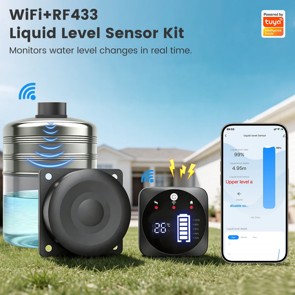 เซ็นเซอร์วัดระดับของเหลวอัลตรา - Smart Home Tuya Ultrasonic Water Tank Level Monitor System บทวิจารณ์และราคา