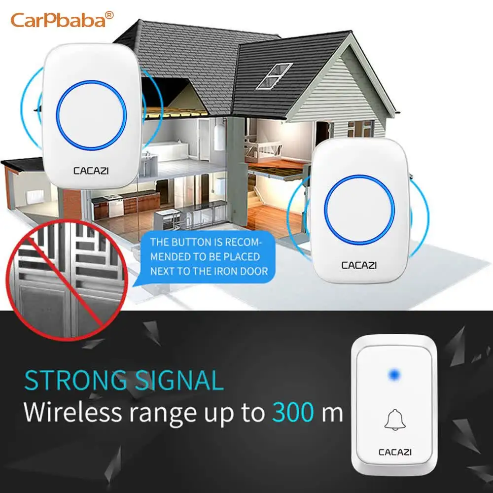 A06 Smart Home Waterproof Wireless Doorbell For Outdoor 4 Levels Volume 80DB 60 Chimes Home Calling Bell US EU UK AU Plug