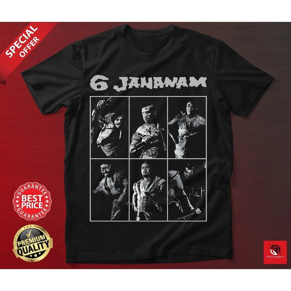 

BAJU VINTAGE FILEM 6 JAHANAM P.RAMLEE T-SHIRT LENGAN PENDEK ROUNDNECK COTTON American Hip Hop Rock Street Short Sleeve Men Women