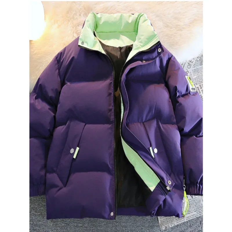 Winter new couple commuter casual trend fashion down jacket high quality thick warm loose stand collar down jacket size 3XL