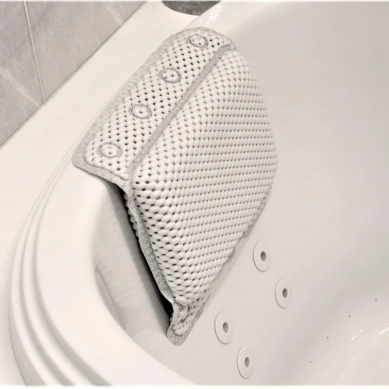 1pc Memory Foam Spa Bath Pillow with 8 Suction Cups Neck & Back Support for Tub Soft Non-Slip Cushion for Relaxing Bath